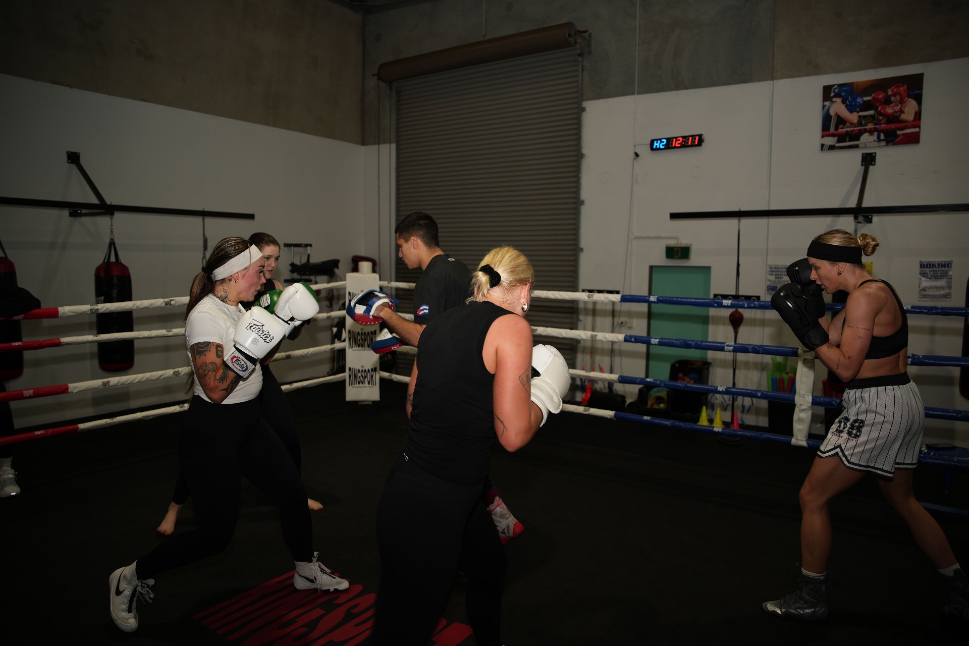 Female boxer on the pads