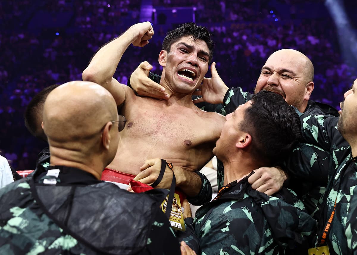 Ring-side celebration after the world title win